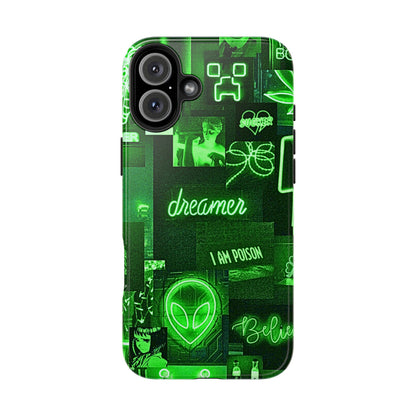 Green Neon Style Tough Phone Case | Aesthetic