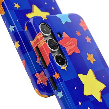 Funda resistente para teléfono con estampado de estrellas vibrantes y preppy | Estética