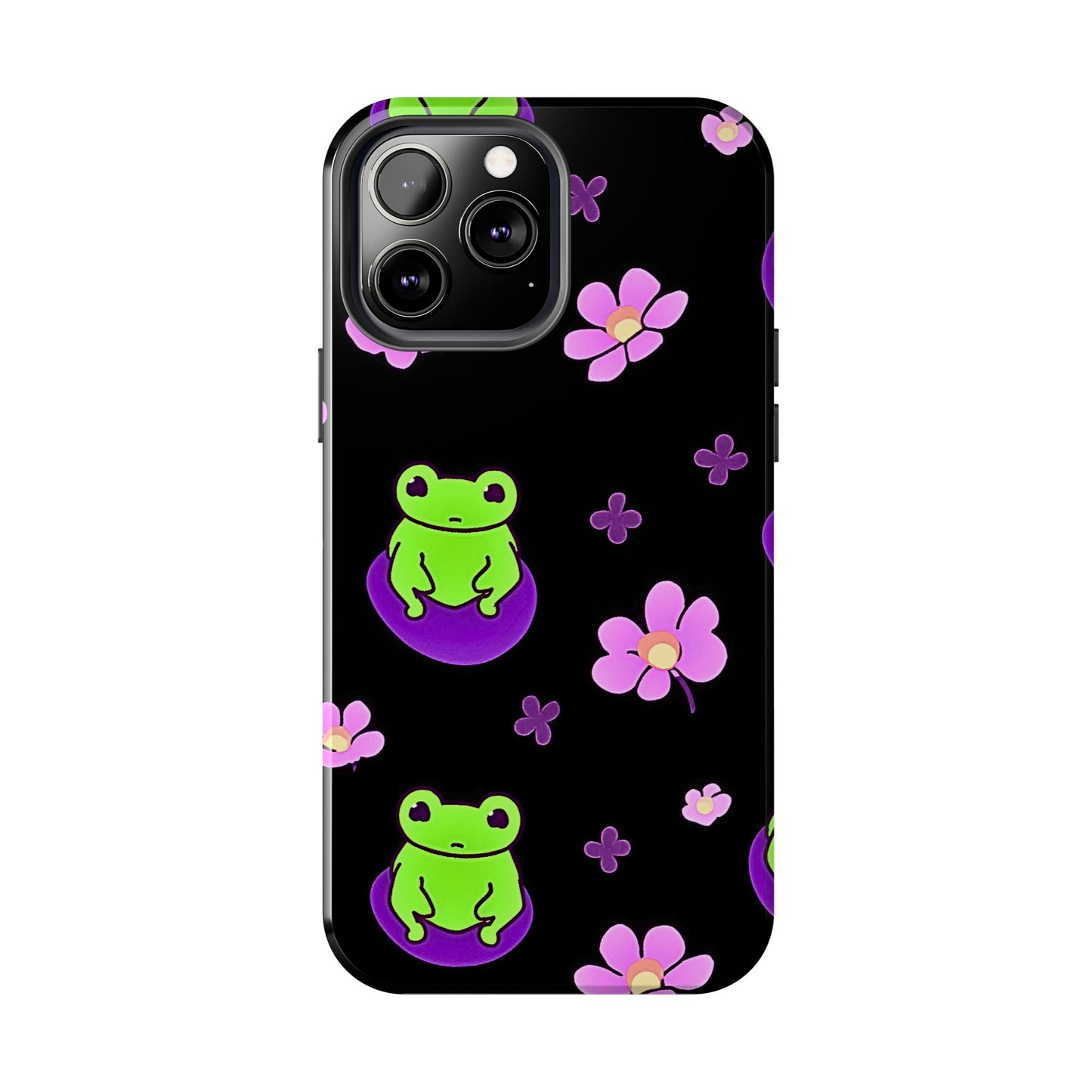 Cute Frog & Pink Flowers Pattern Style Tough Phone Case | Animals