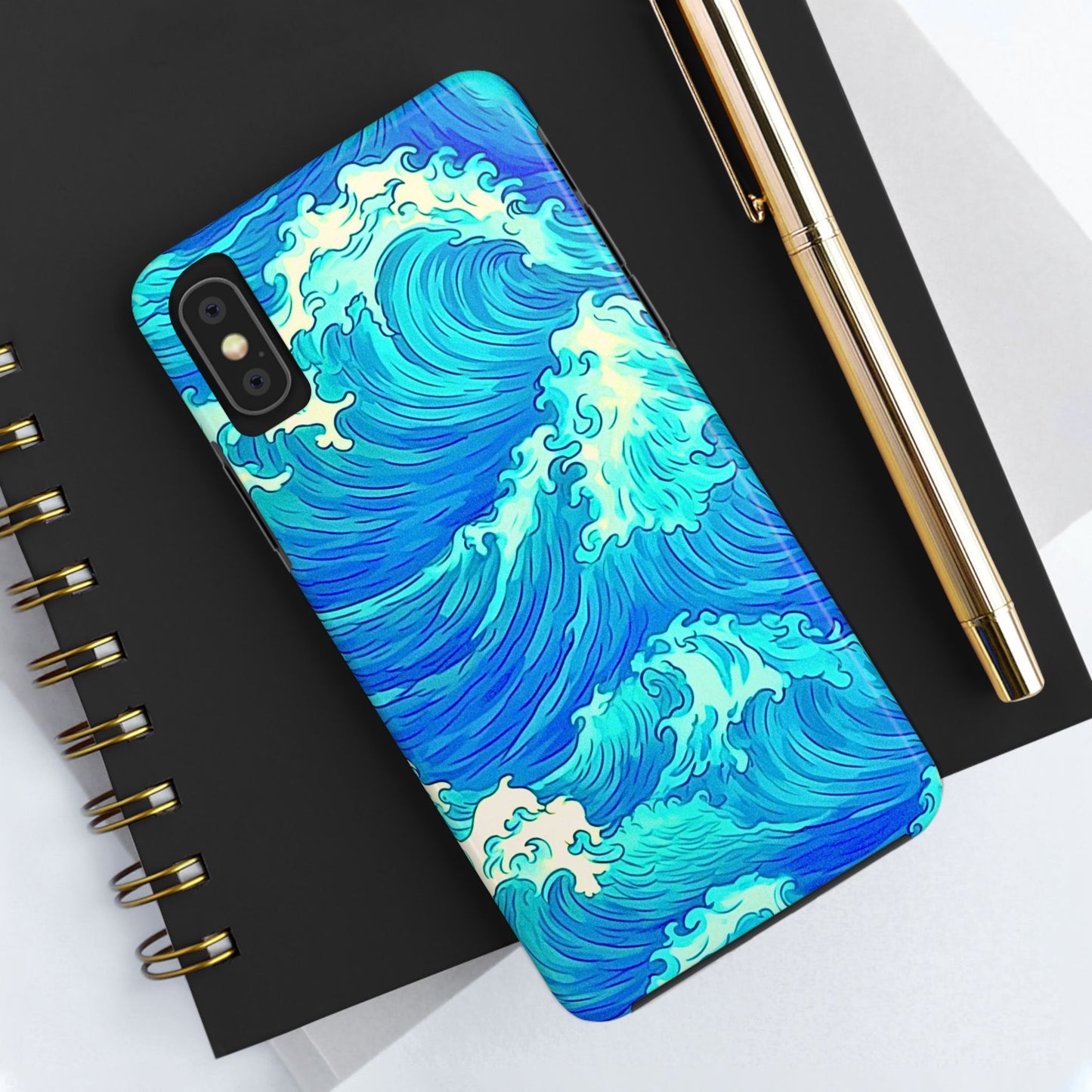 Funda resistente para teléfono con diseño de olas de agua | Estética