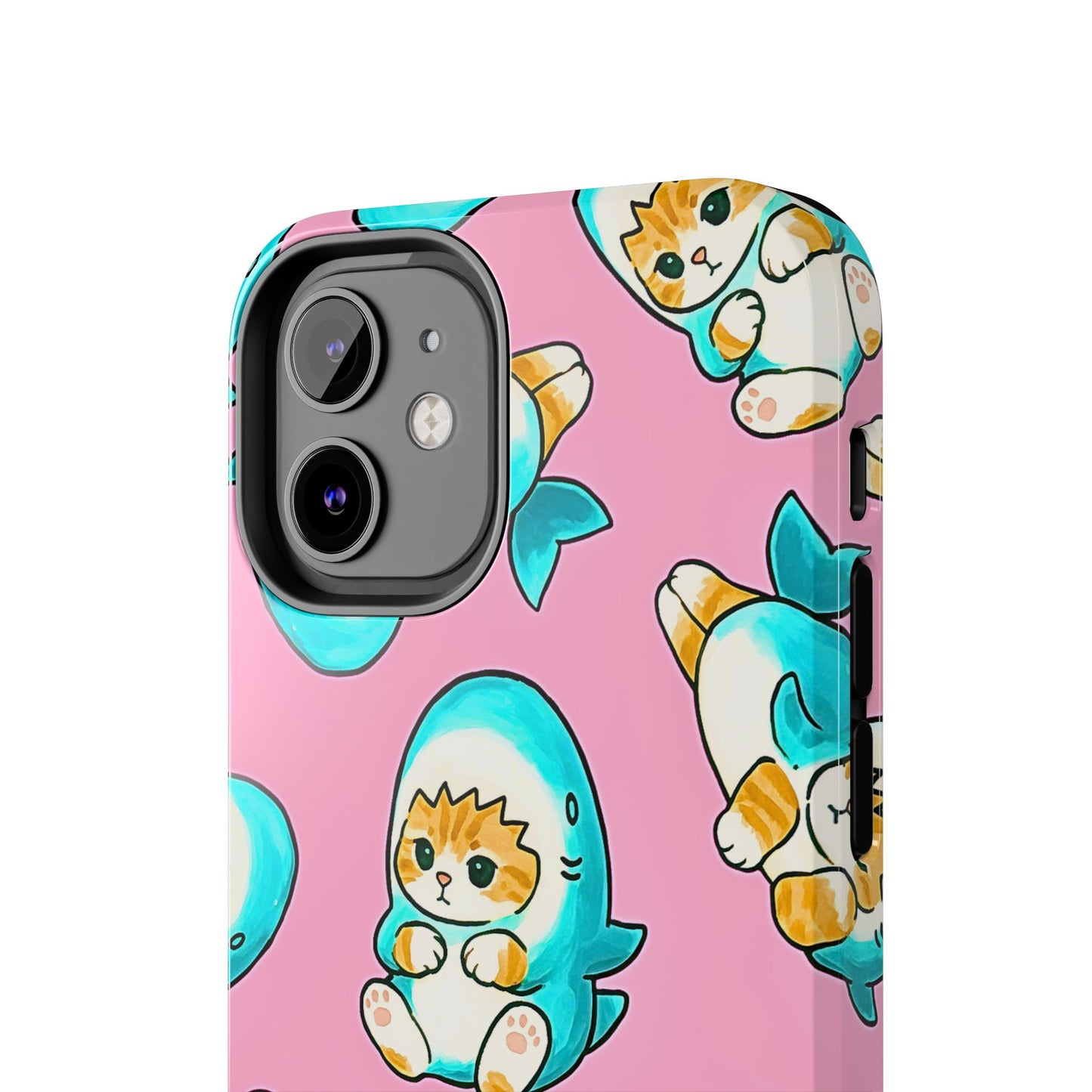 Pink Cute Shark Cats Pattern Tough Phone Case | Animals