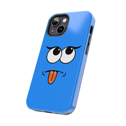 Silly Tongue Out Cartoon Face Blue Background Tough Phone Case | Funny