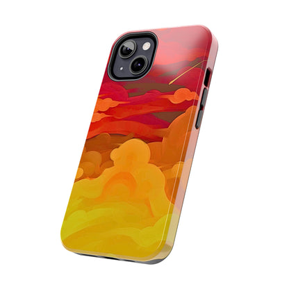 Funda resistente para teléfono con diseño de nubes rojas y naranjas | Estética