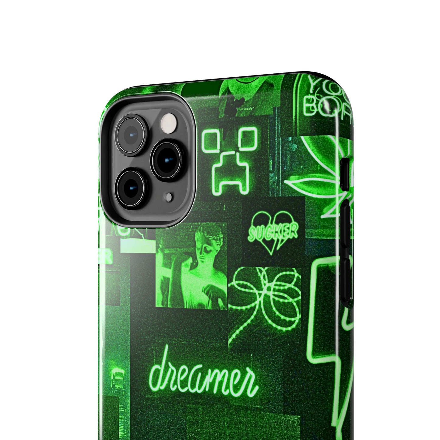 Green Neon Style Tough Phone Case | Aesthetic