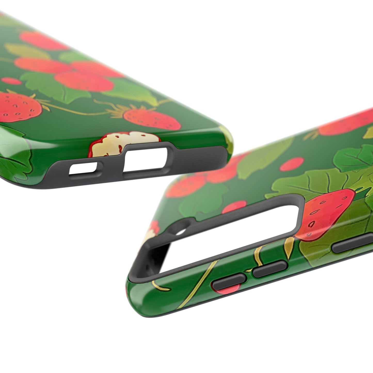 Dark Strawberry Pattern Preppy Tough Phone Case | Aesthetic