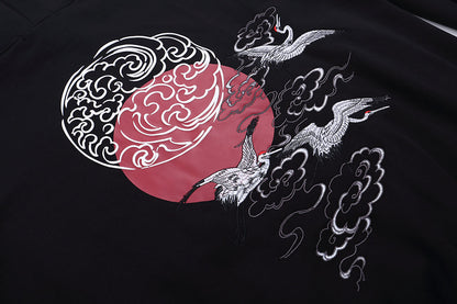 YE735 Red Suns Cranes Hoodie