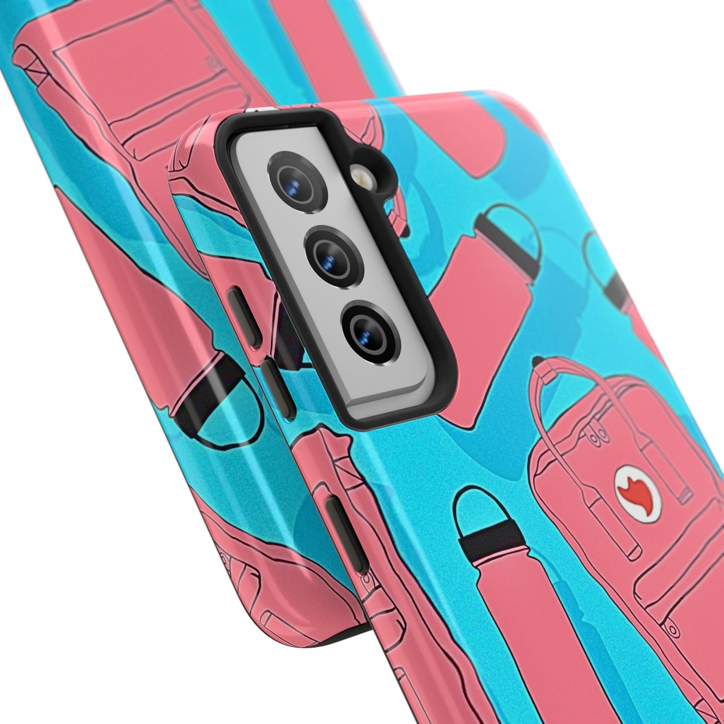 VSCO Kanken Backpack Water Bottle Pink & Blue Tough Phone Case | Aesthetic