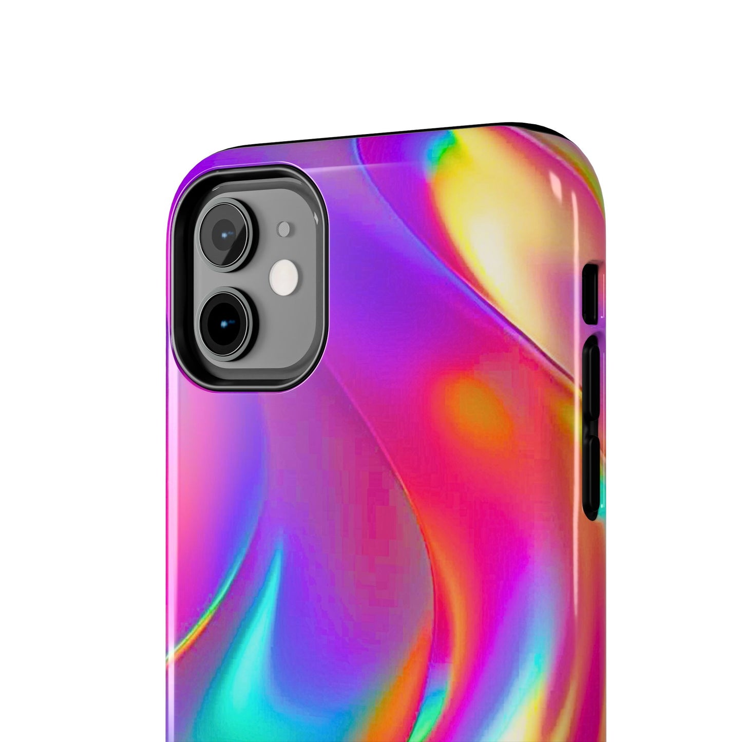 Funda resistente para teléfono con brillo metálico holográfico y estilo abstracto | Estética