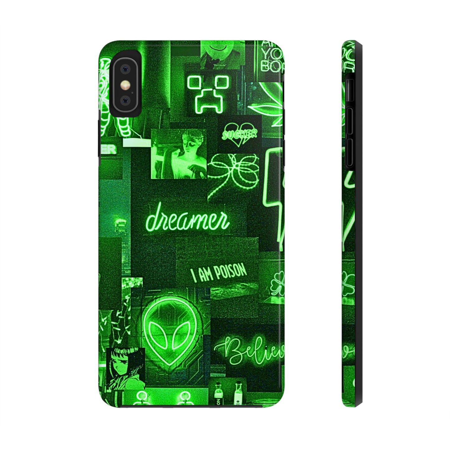 Green Neon Style Tough Phone Case | Aesthetic
