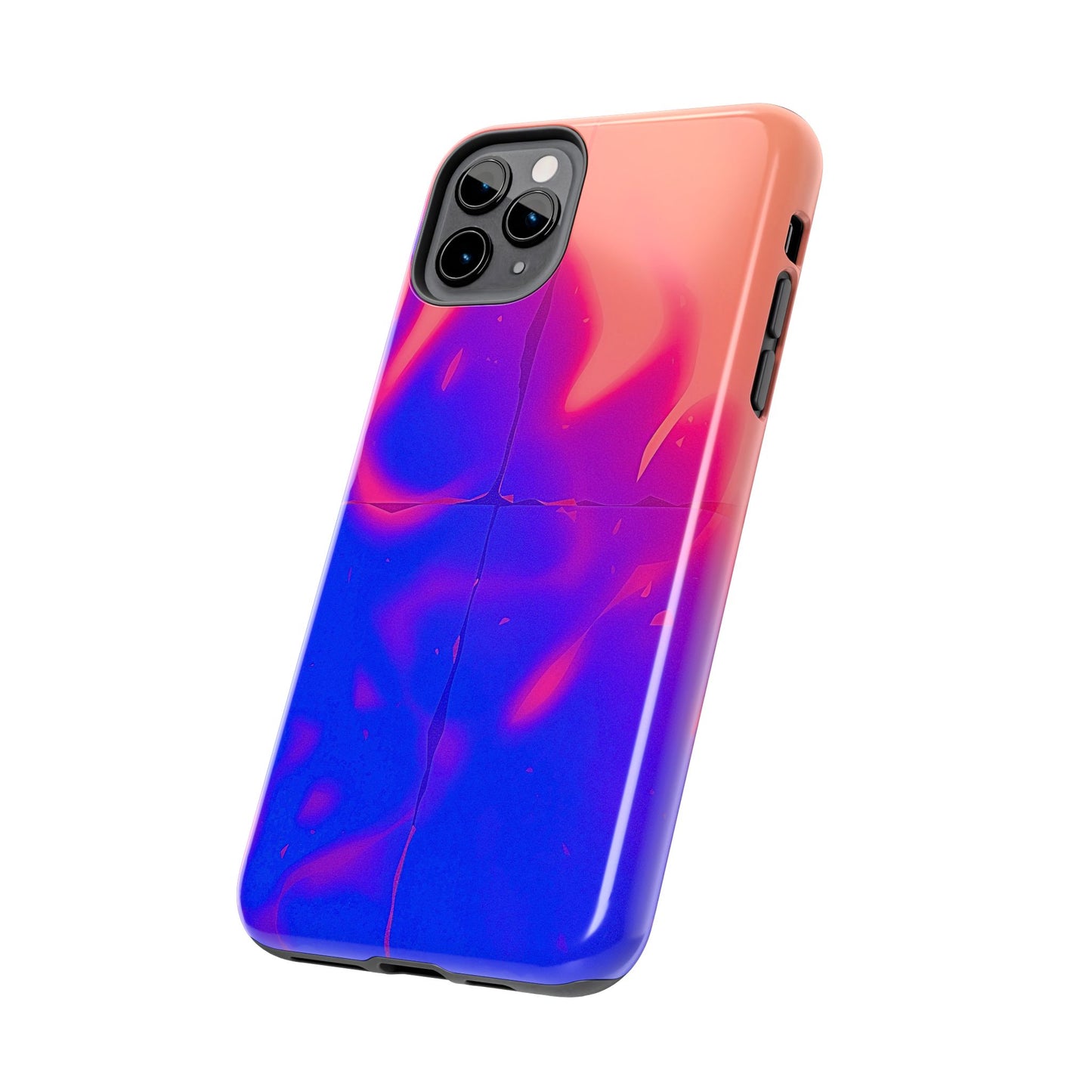 Funda resistente para teléfono con diseño de llamas, degradado abstracto y resplandor del atardecer | Estética