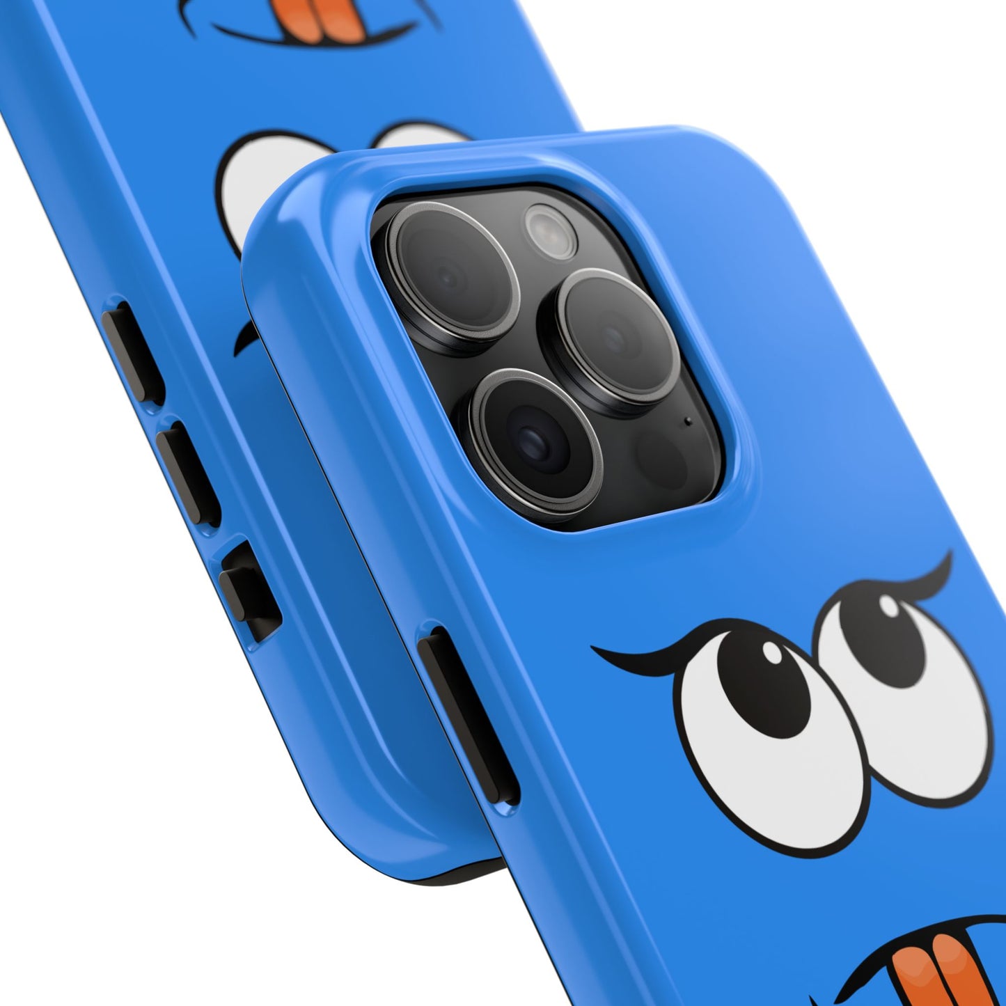 Silly Tongue Out Cartoon Face Blue Background Tough Phone Case | Funny