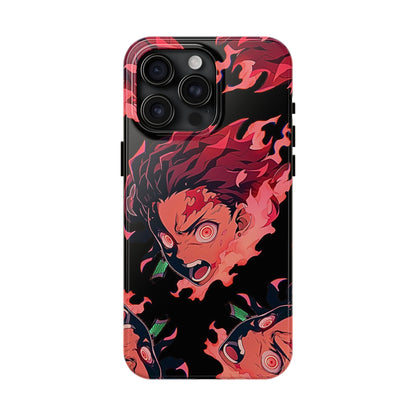 Tanjiro Kamado Flamed Style Black Tough Phone Case | Anime - Demon Slayer