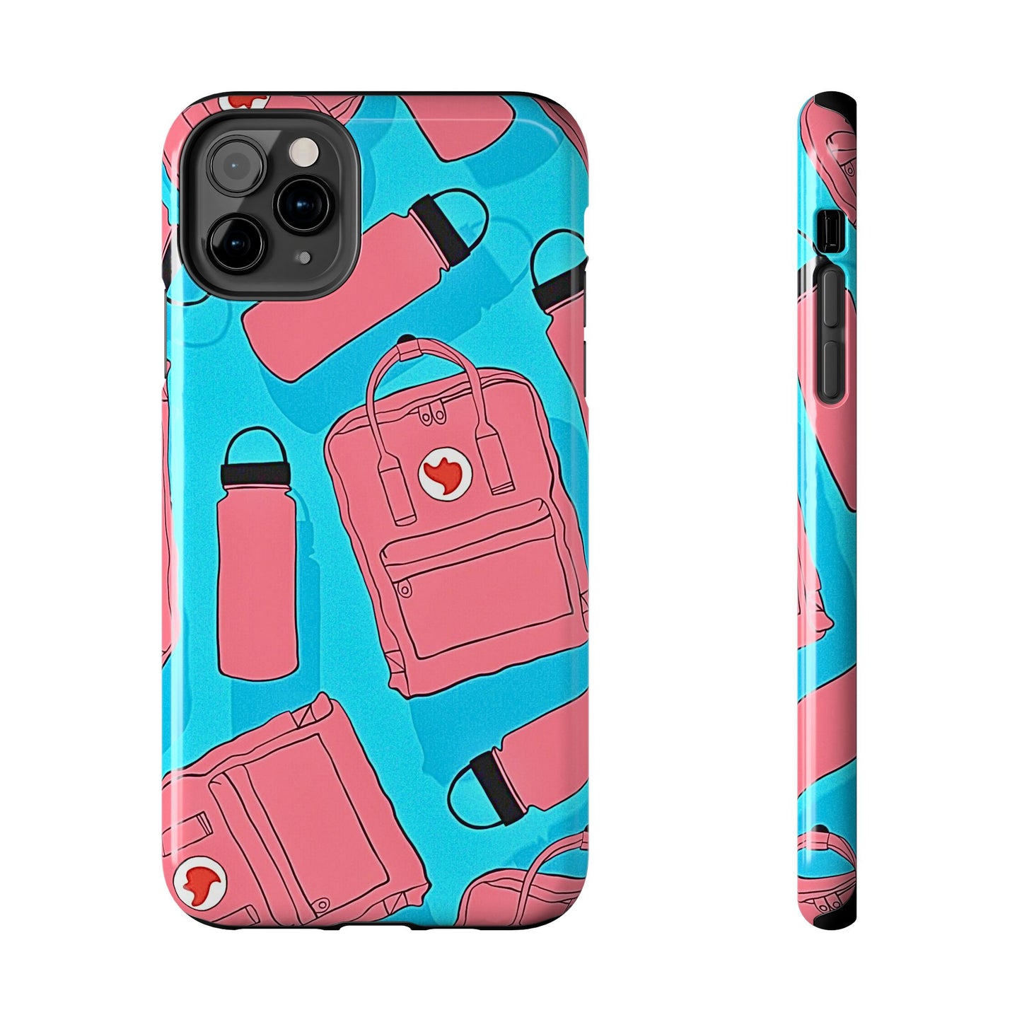VSCO Kanken Backpack Water Bottle Pink & Blue Tough Phone Case | Aesthetic