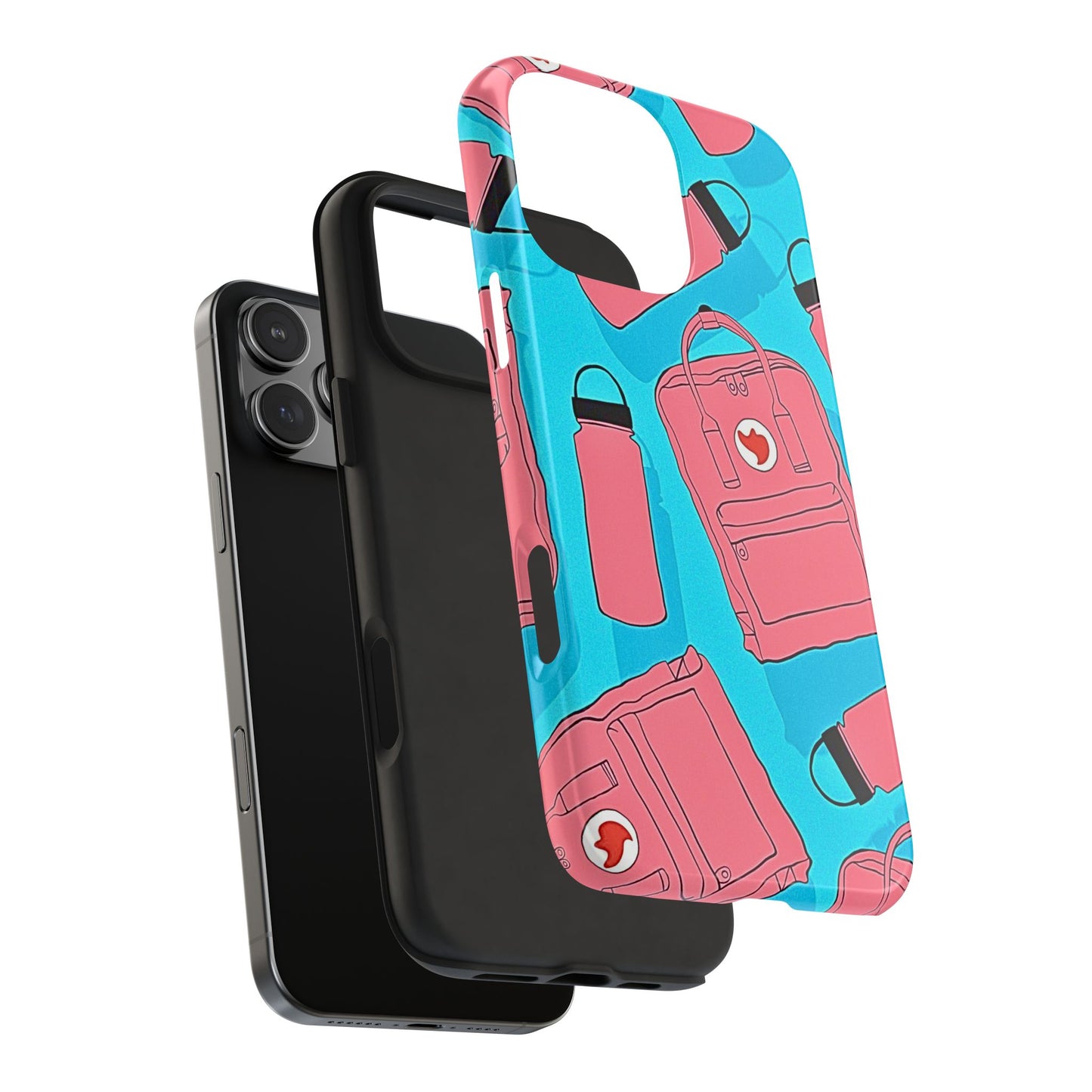 VSCO Kanken Backpack Water Bottle Pink & Blue Tough Phone Case | Aesthetic