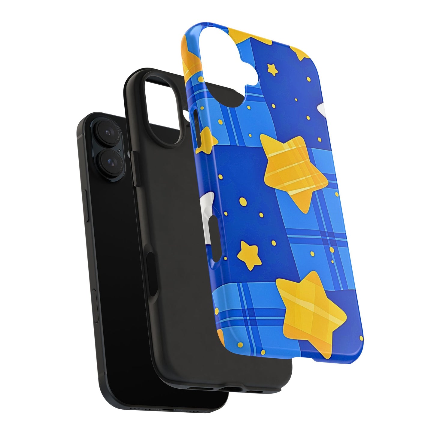 Funda resistente para teléfono con estampado de estrellas y cuadros preppy | Estética