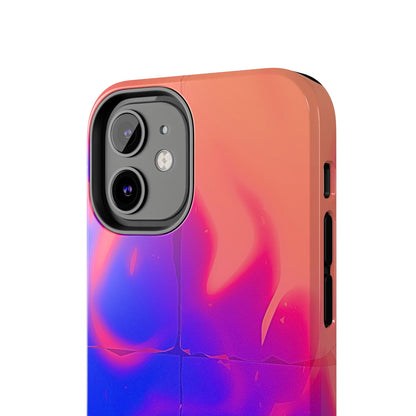 Funda resistente para teléfono con diseño de llamas, degradado abstracto y resplandor del atardecer | Estética