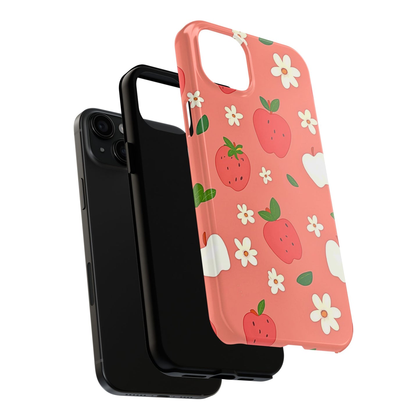 Strawberry Apple Flower Pattern Pink Tough Phone Case | Aesthetic