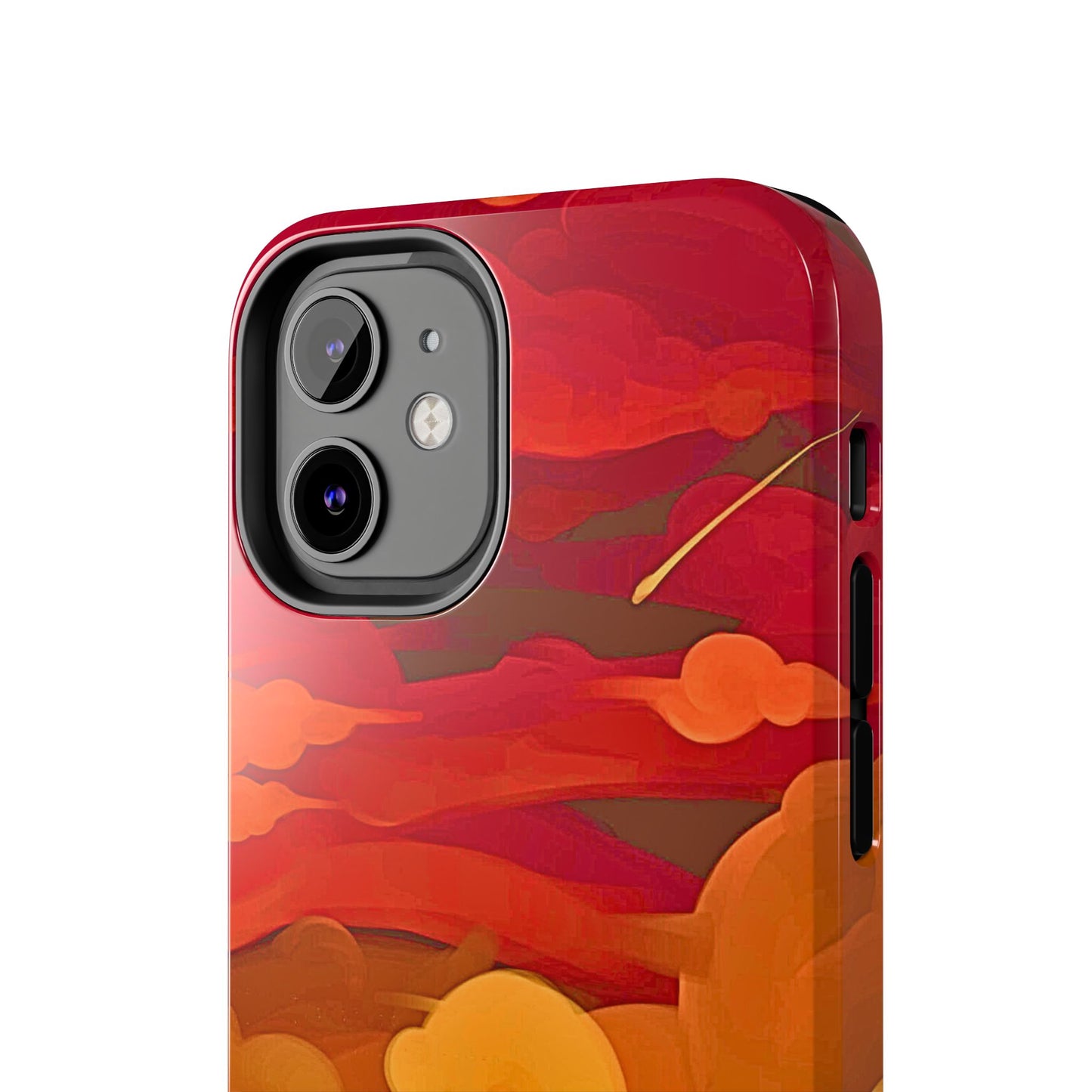 Funda resistente para teléfono con diseño de nubes rojas y naranjas | Estética
