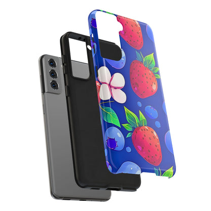 Cute Blueberry Strawberry Fruit Pattern Tough Phone Case | Aesthetic