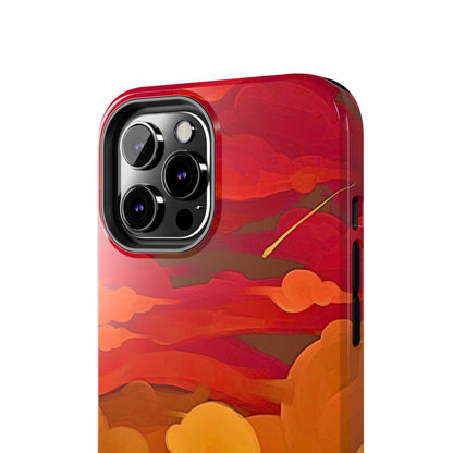 Funda resistente para teléfono con diseño de nubes rojas y naranjas | Estética