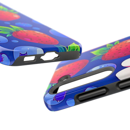 Cute Blueberry Strawberry Fruit Pattern Tough Phone Case | Aesthetic