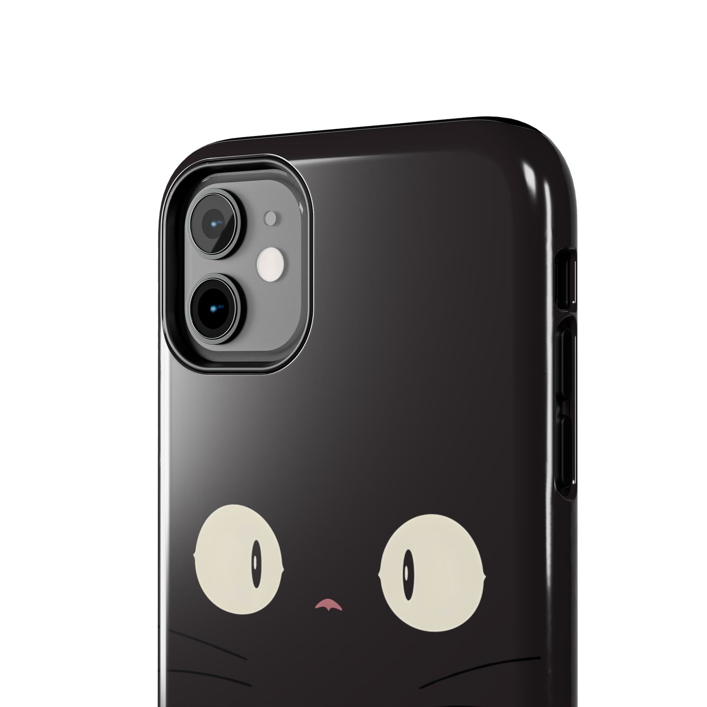 Adorable Black Cat Face and Eyes Minimal Tough Phone Case | Animals