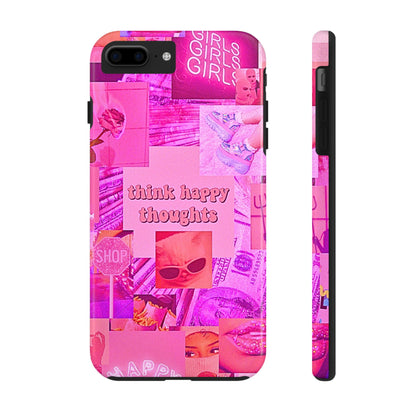 Think Happy Thoughts Pink Tough Phone Case | Aesthetic