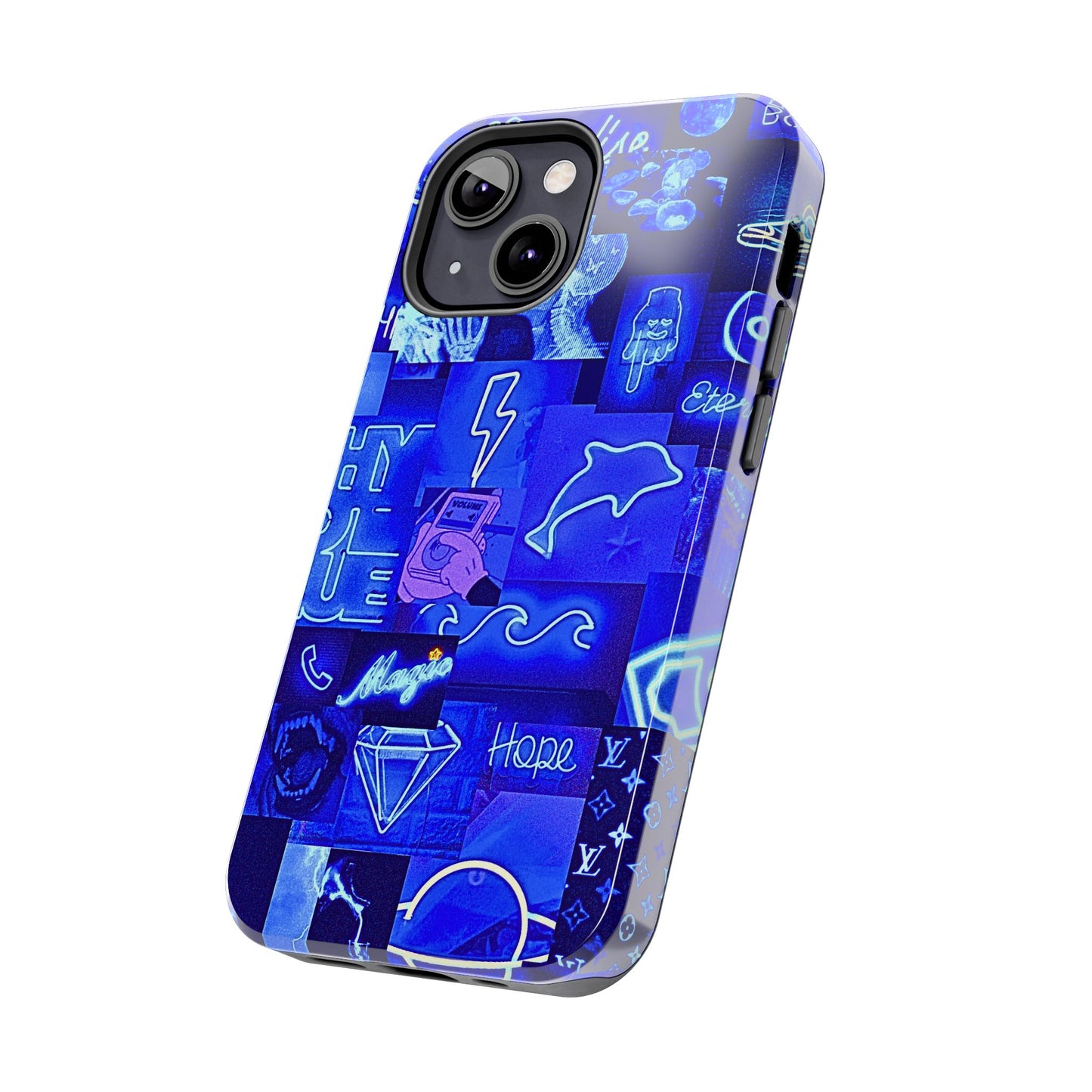 Blue Neon Style Tough Phone Case | Aesthetic