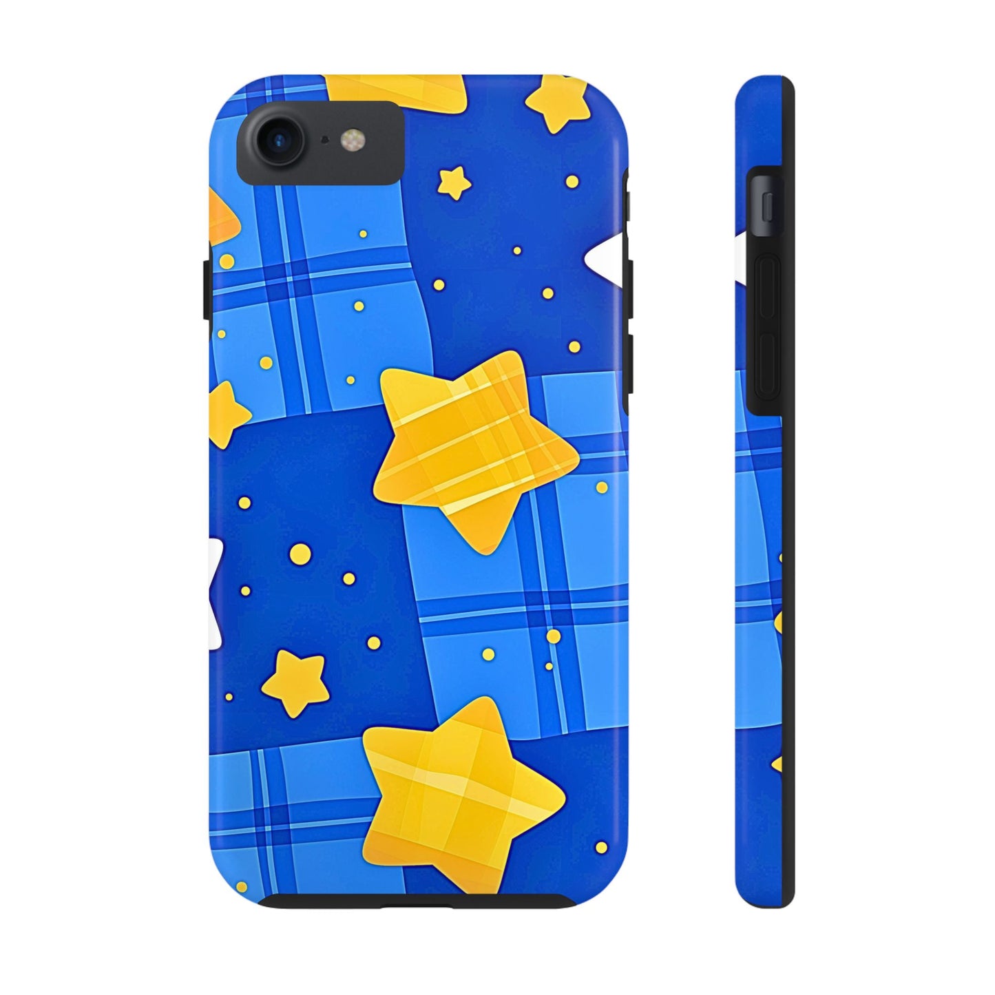 Funda resistente para teléfono con estampado de estrellas y cuadros preppy | Estética