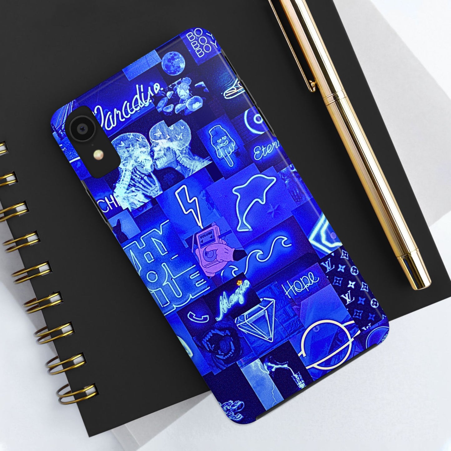 Blue Neon Style Tough Phone Case | Aesthetic
