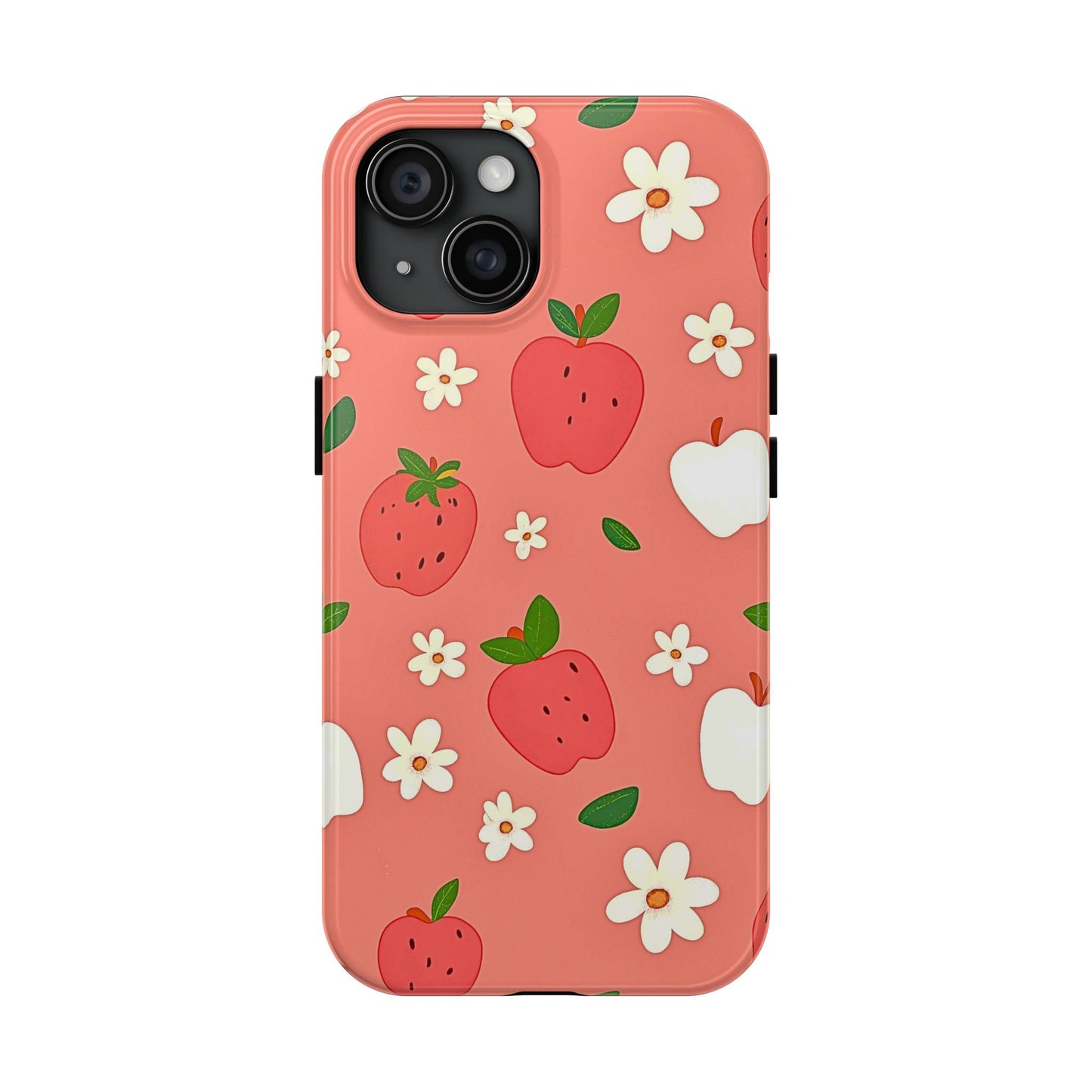 Strawberry Apple Flower Pattern Pink Tough Phone Case | Aesthetic