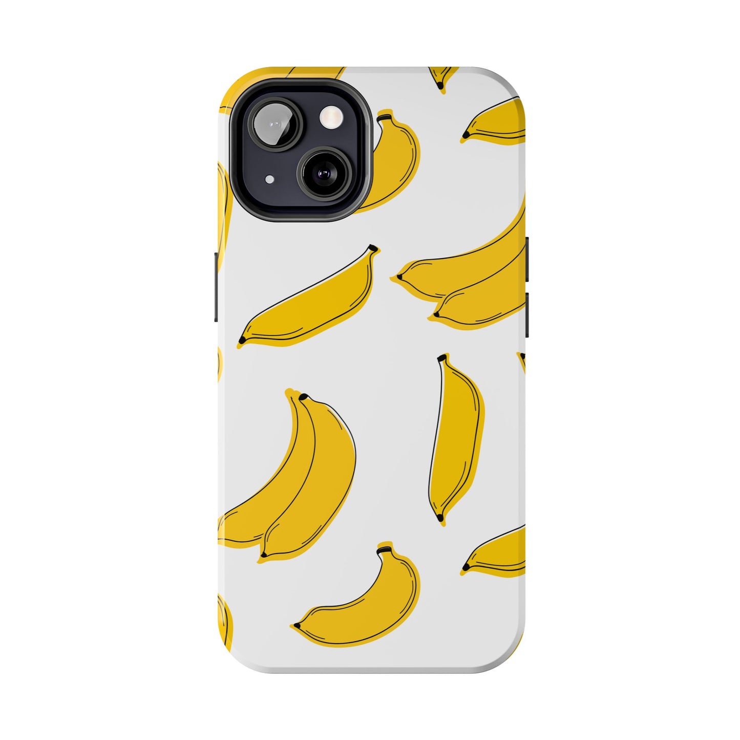 Bold Yellow Banana Pattern Minimal Line Art Tough Phone Case | Food