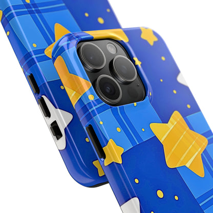 Funda resistente para teléfono con estampado de estrellas y cuadros preppy | Estética