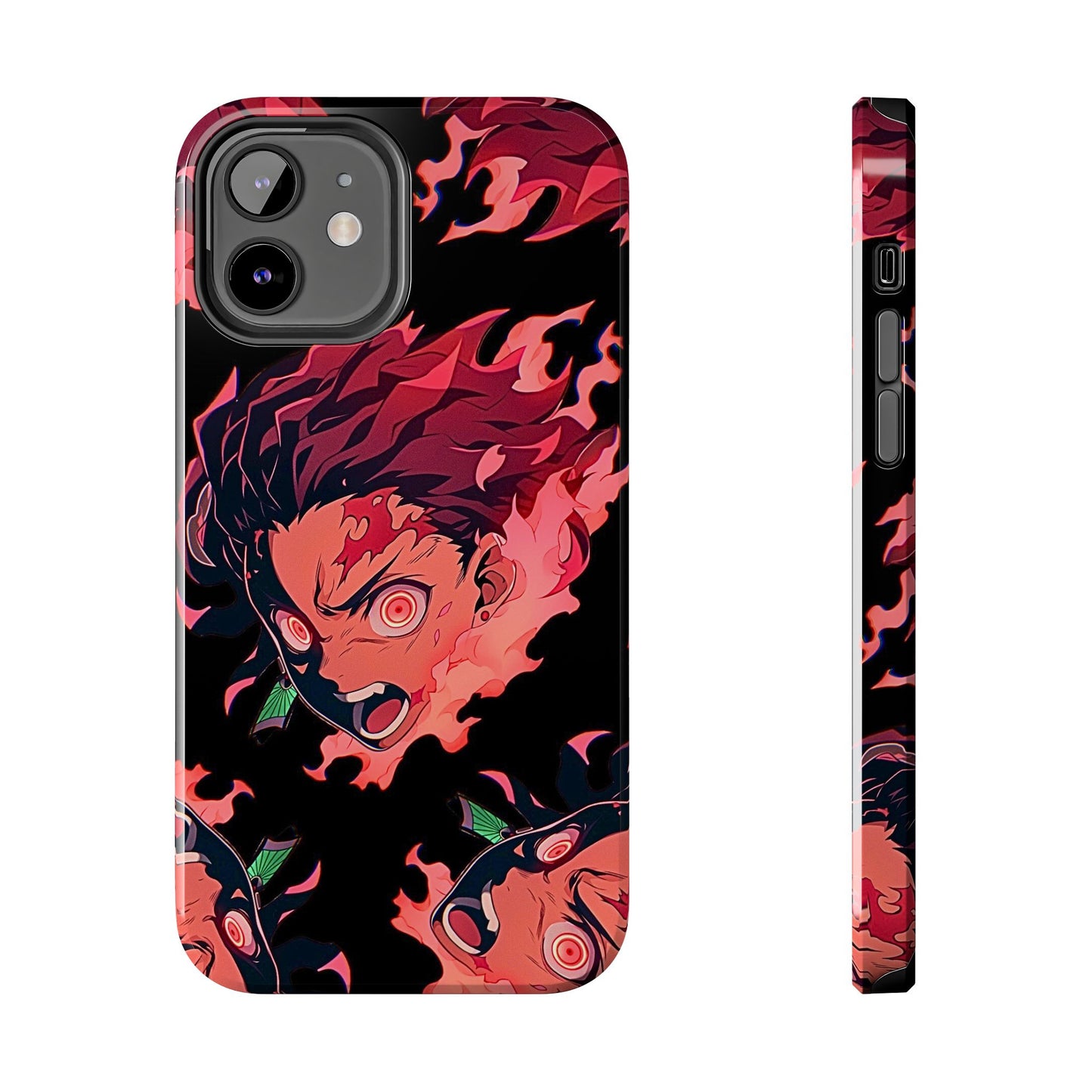 Tanjiro Kamado Flamed Style Black Tough Phone Case | Anime - Demon Slayer