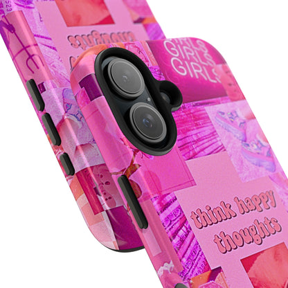 Think Happy Thoughts Pink Tough Phone Case | Aesthetic
