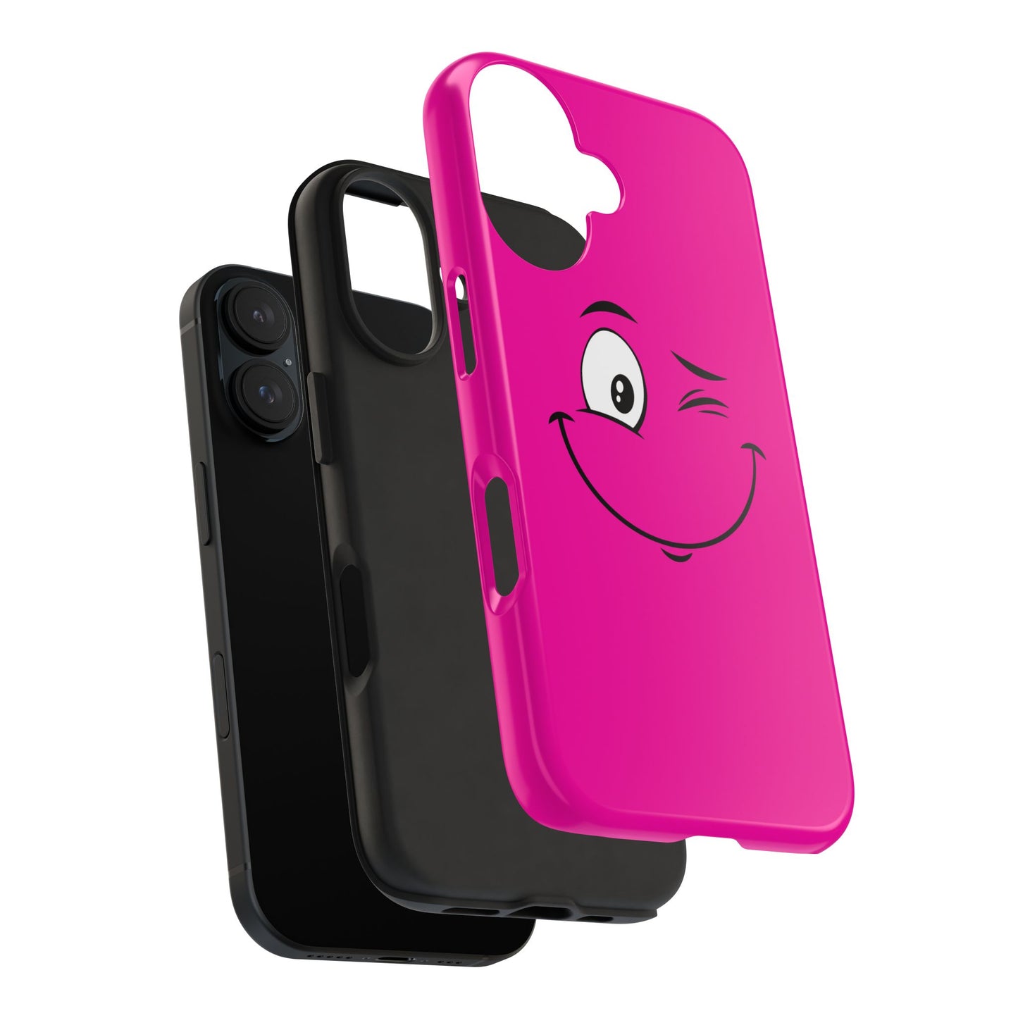 Winking Face Pink Background Cheeky Cartoon Style Tough Phone Case | Funny