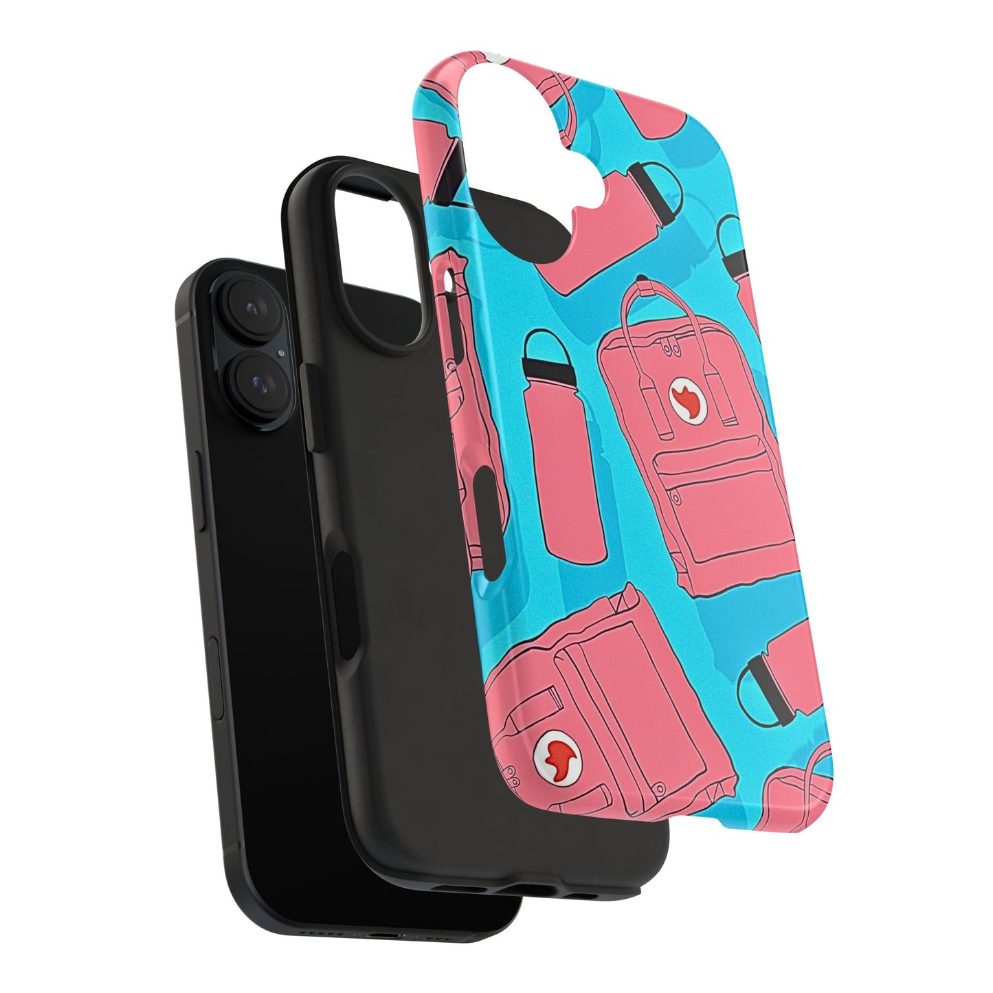 VSCO Kanken Backpack Water Bottle Pink & Blue Tough Phone Case | Aesthetic