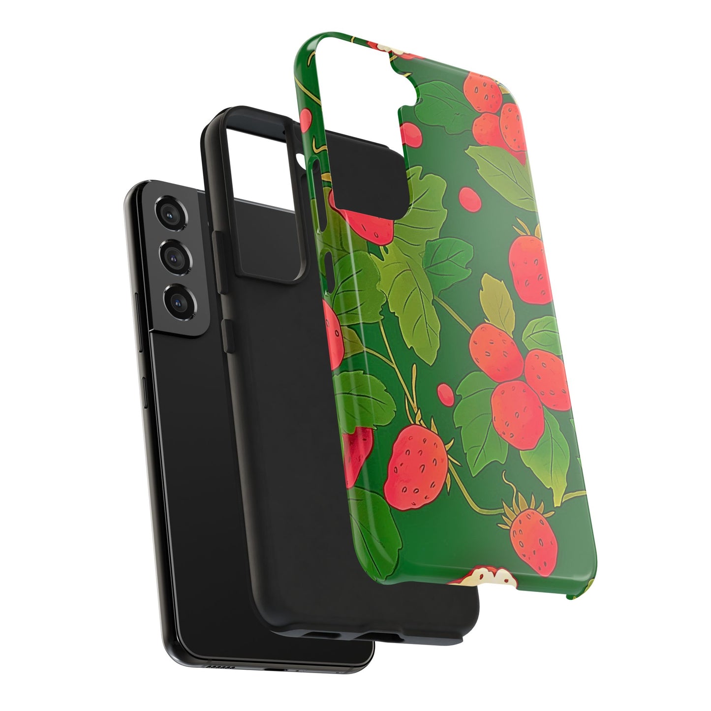 Dark Strawberry Pattern Preppy Tough Phone Case | Aesthetic