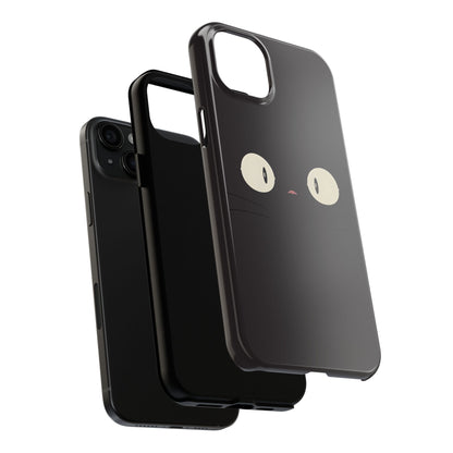 Adorable Black Cat Face and Eyes Minimal Tough Phone Case | Animals