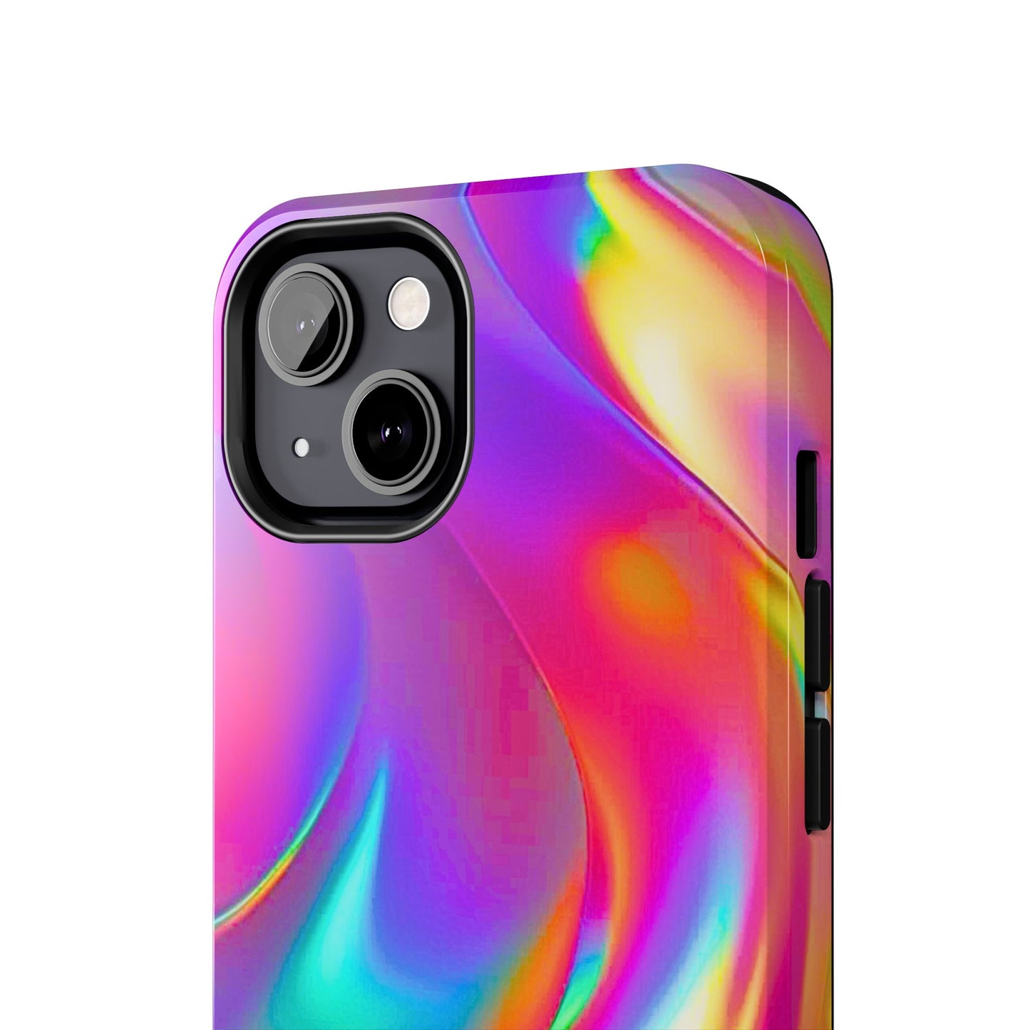 Funda resistente para teléfono con brillo metálico holográfico y estilo abstracto | Estética