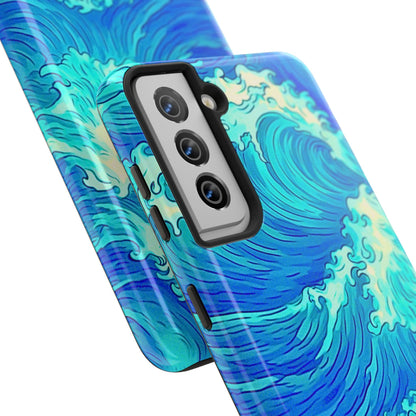 Funda resistente para teléfono con diseño de olas de agua | Estética