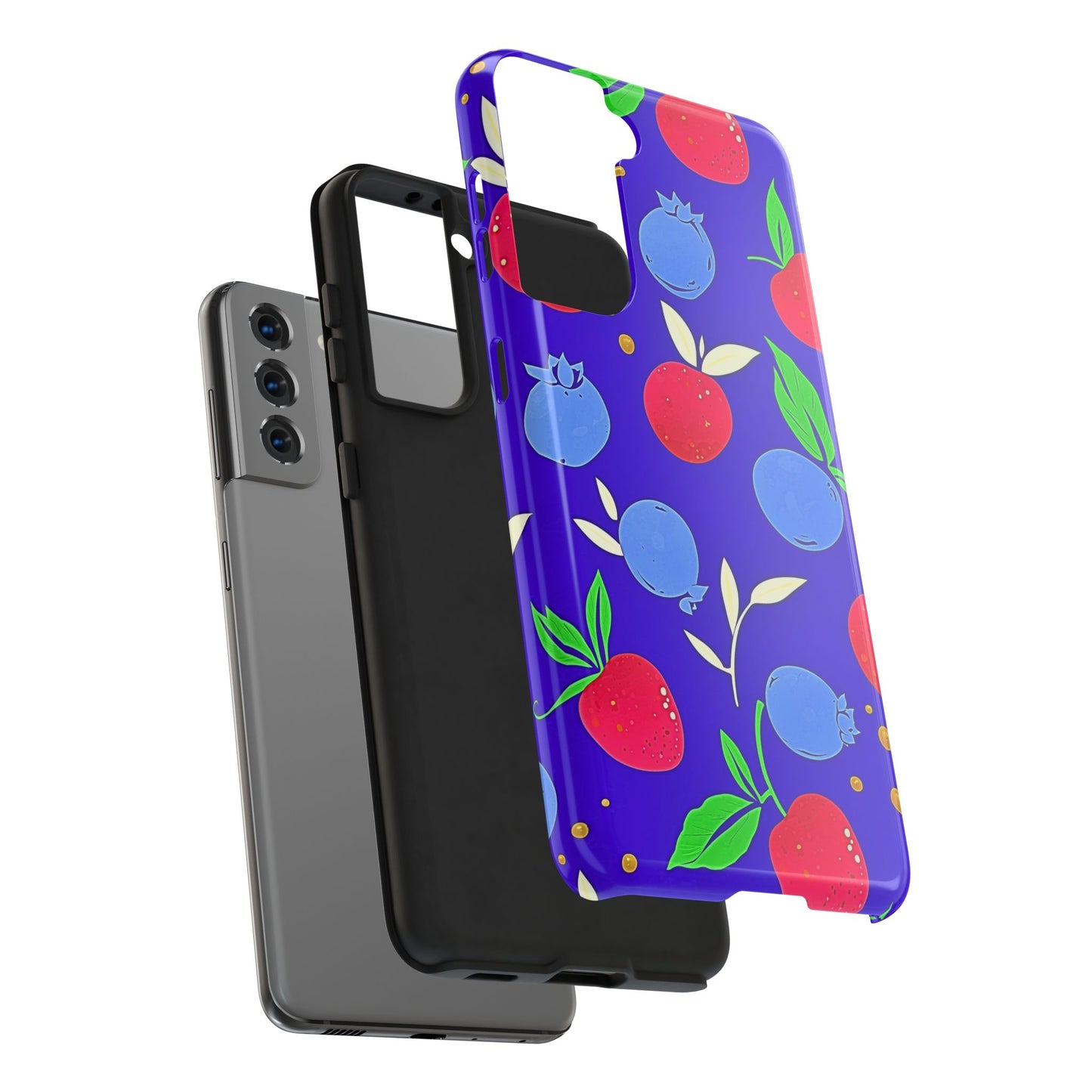 Funda resistente para teléfono con diseño de arándanos y fresas | Estética