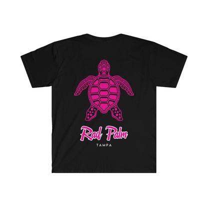 Rad Palm Pink Sea Turtle Unisex Softstyle T-Shirt