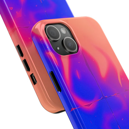 Funda resistente para teléfono con diseño de llamas, degradado abstracto y resplandor del atardecer | Estética