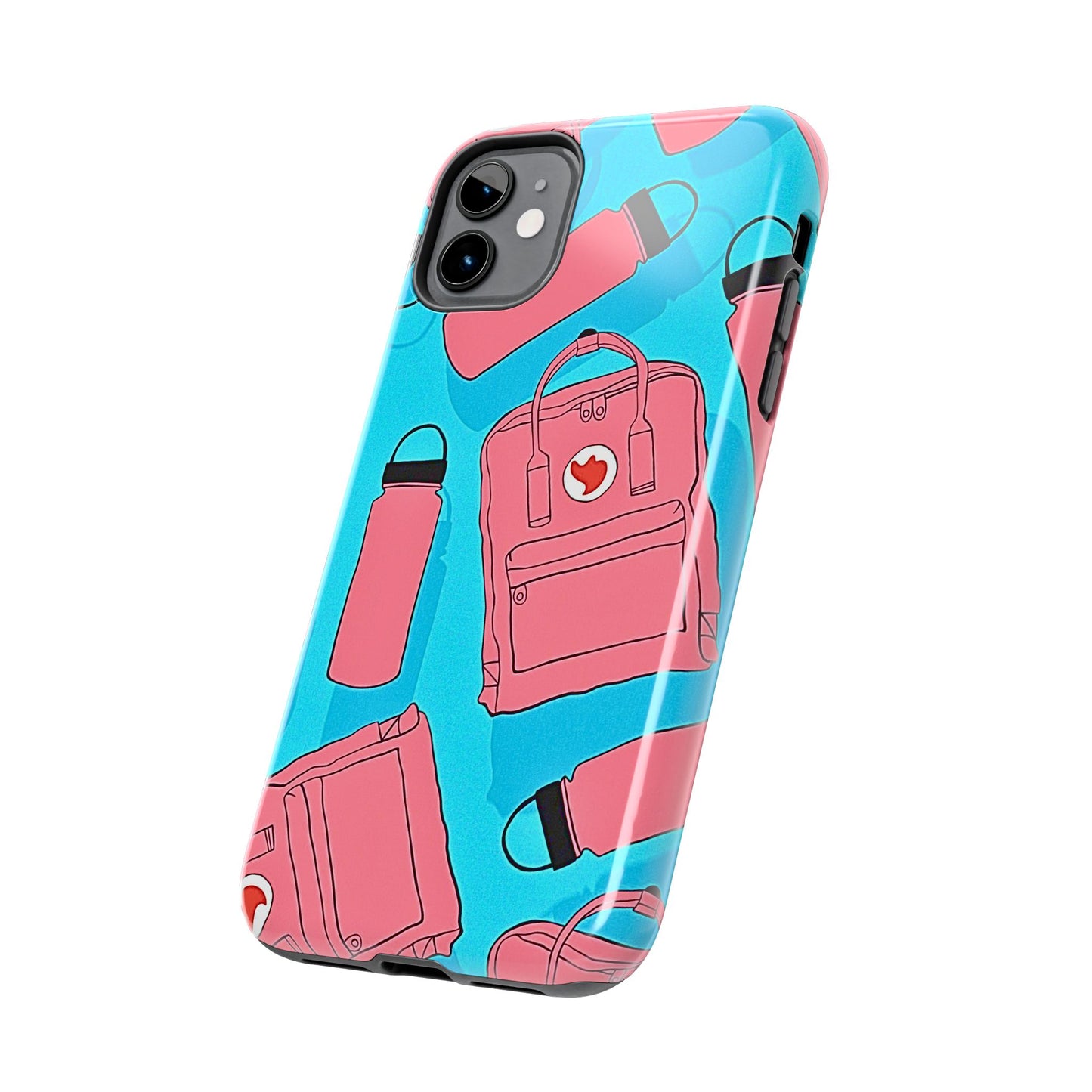 VSCO Kanken Backpack Water Bottle Pink & Blue Tough Phone Case | Aesthetic