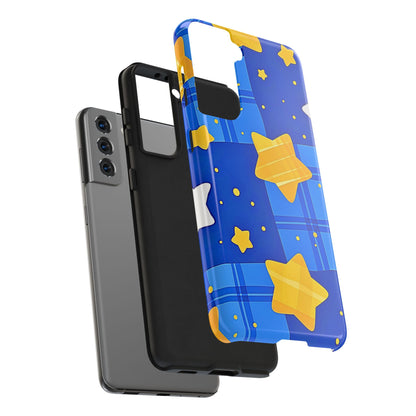 Funda resistente para teléfono con estampado de estrellas y cuadros preppy | Estética