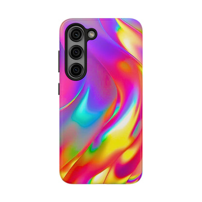 Funda resistente para teléfono con brillo metálico holográfico y estilo abstracto | Estética