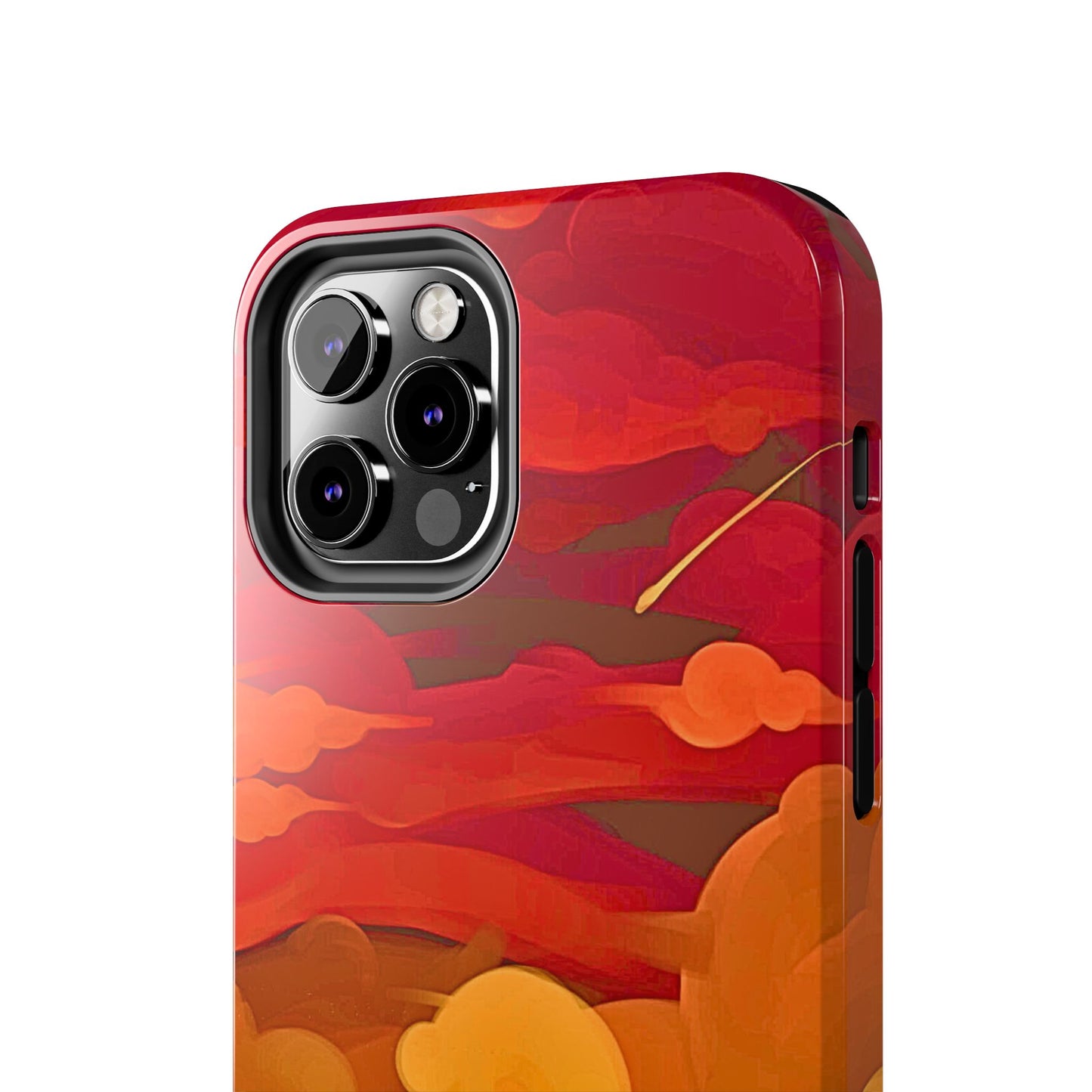 Funda resistente para teléfono con diseño de nubes rojas y naranjas | Estética