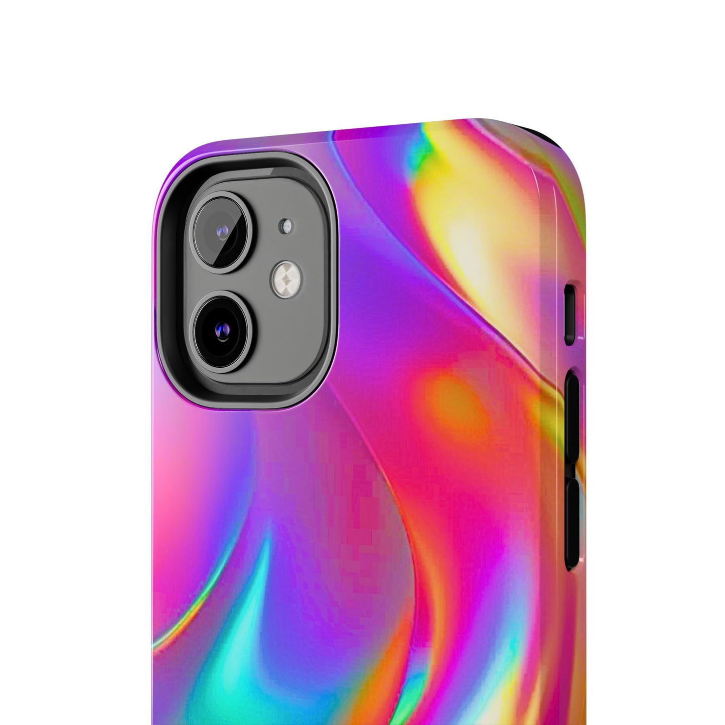 Funda resistente para teléfono con brillo metálico holográfico y estilo abstracto | Estética