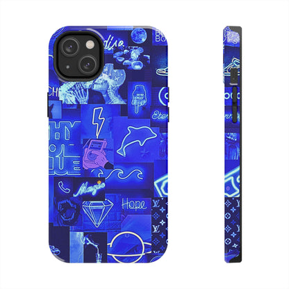 Blue Neon Style Tough Phone Case | Aesthetic